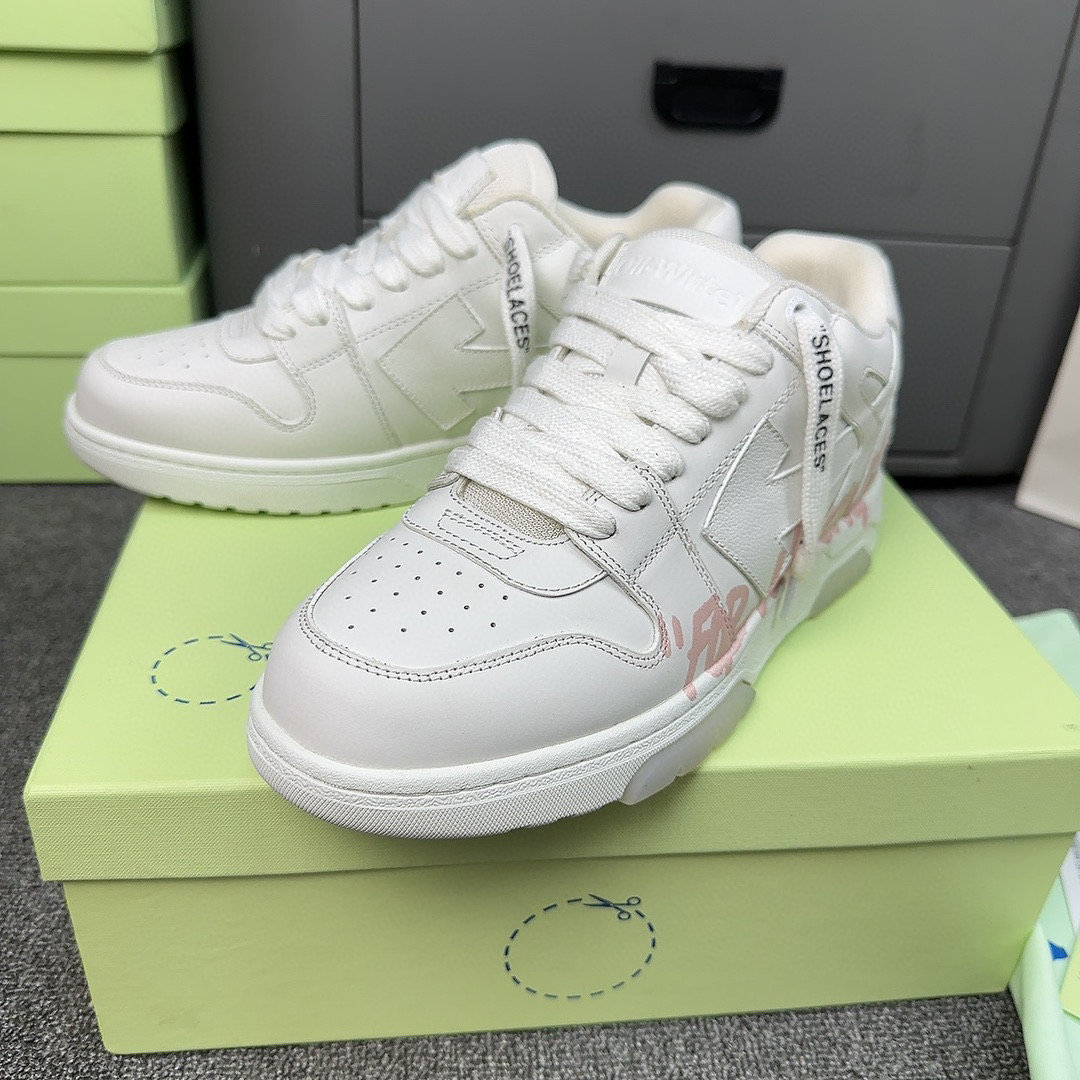 OFF-WH*TE Out Of Office OOO Low Tops For Walking White Pink
