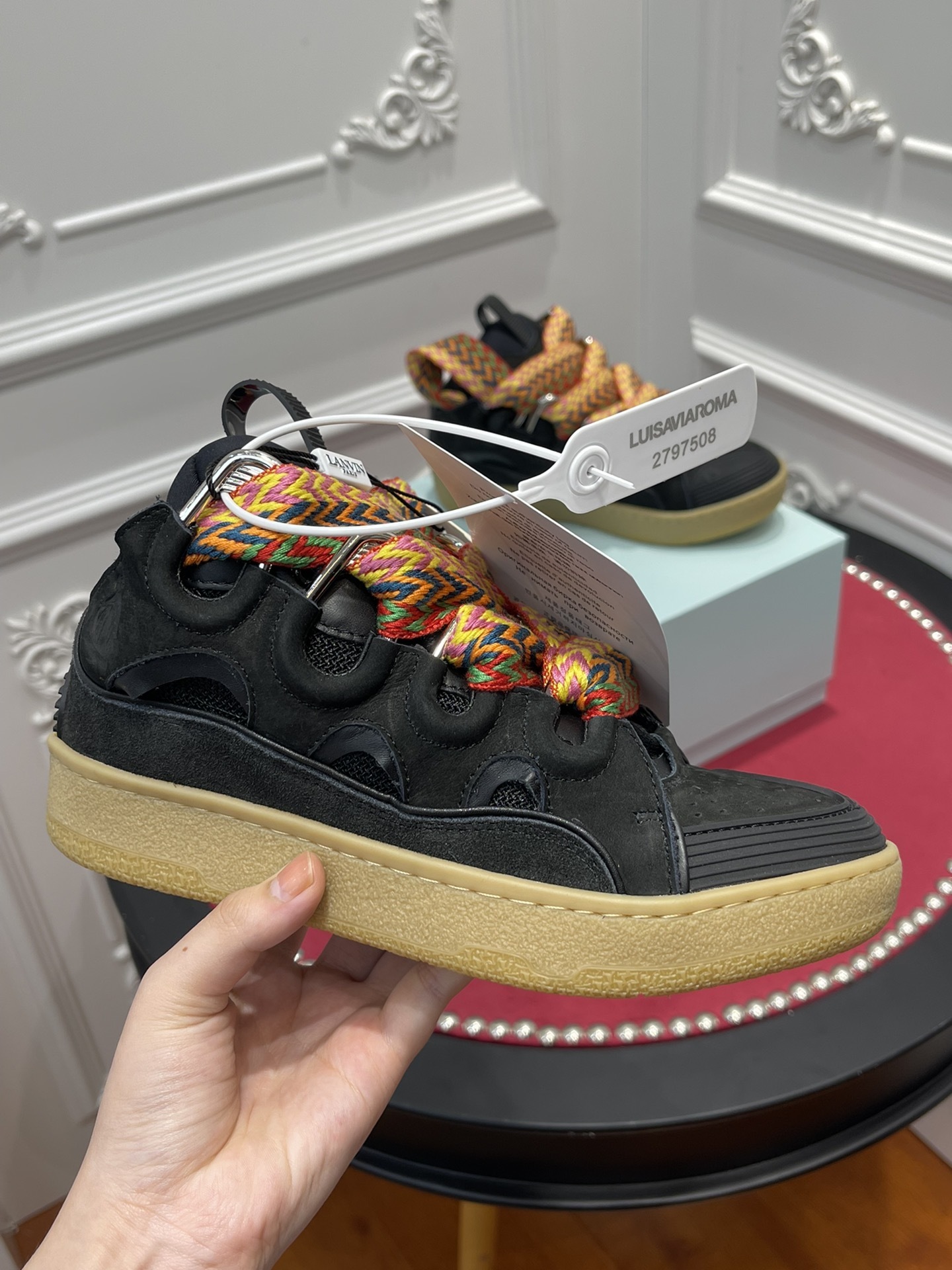 Lanvin Wmns Curb Sneakers ‘Black Glitter’