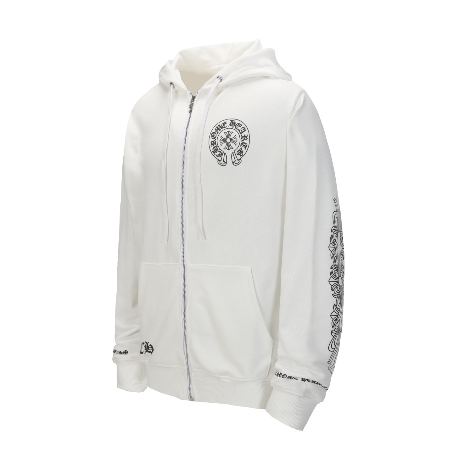Ch*0me heart white zip up hoodie
